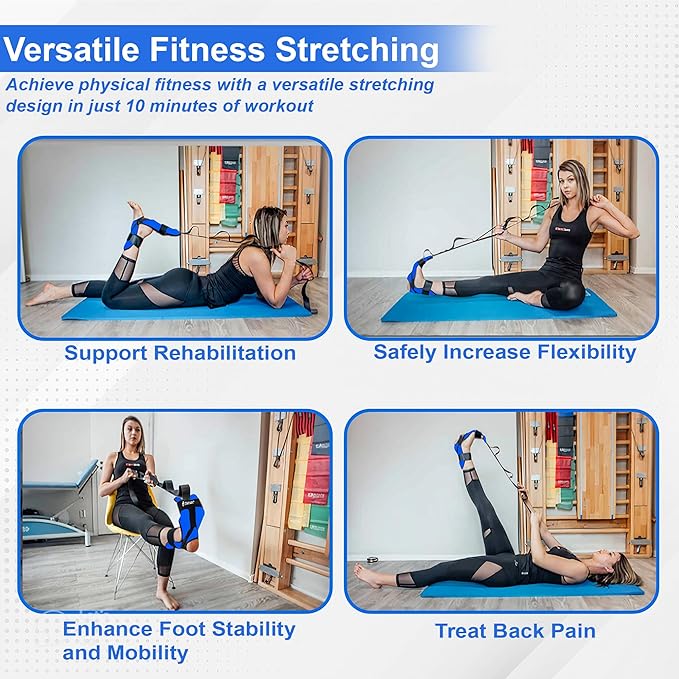 Stretch Strap with Loops for Foot and Calf - Ideal for Physical Therapy, Achilles Tendonitis Relief, and Plantar Fasciitis - Perfect for Yoga, Gymnastics, and Flexibility Training