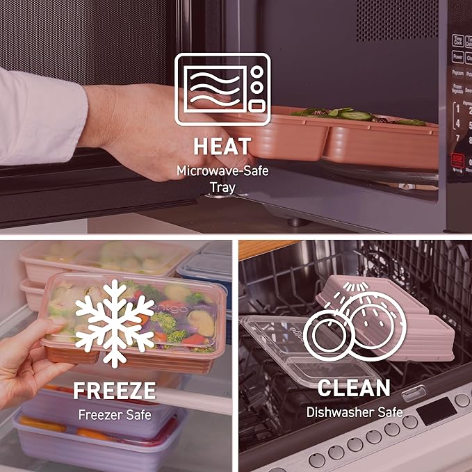 Bentgo 20-Piece Lightweight, Durable, Reusable BPA-Free 2-Compartment Containers - Microwave, Freezer, Dishwasher Safe - Burgundy