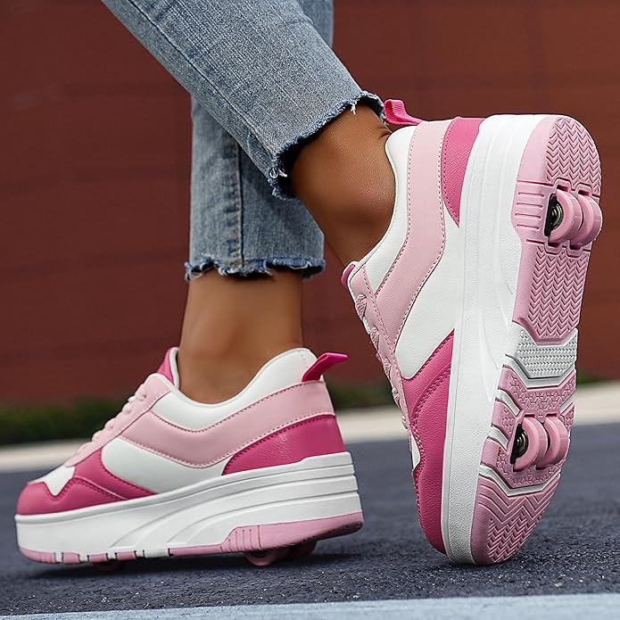 Roller Skate Shoes for Kids Girls Boys Detachable Wheeled Fashion Sneakers