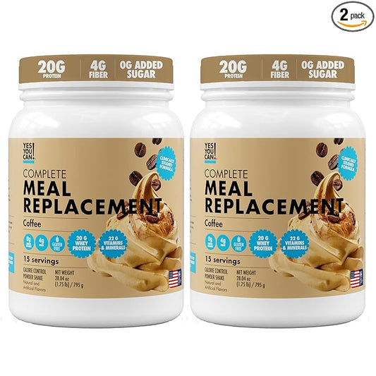 Yes You Can! Meal Replacement Shake - 20G Protein, 4G Fiber, 21 Vitamins & Minerals, 0G Added Sugar - Meal Replacement Protein Powder - Complete All-in-One Nutrition - 15 Servings (Coffee) - 2 Pack
