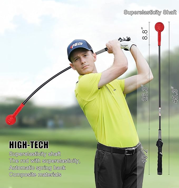 PGM Golf Swing Trainer Aid -2.0 Golf Swing Training Aid Golf Practice Warm-Up Stick for Strength Flexibility and Tempo Training -Suit for Practice Chipping Hitting Golf Accessories for Men and Women