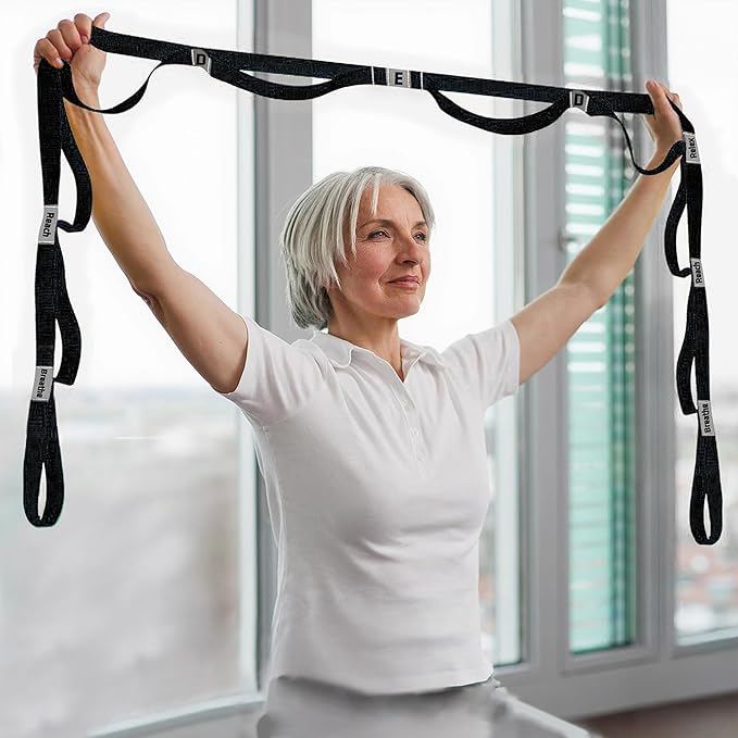 Stretching Strap Yoga Strap with 10 Loops, Non-Elastic Stretch Band for Physical Therapy, Flexibility, Exercise, Pilates, Dance & Gymnastics Workout