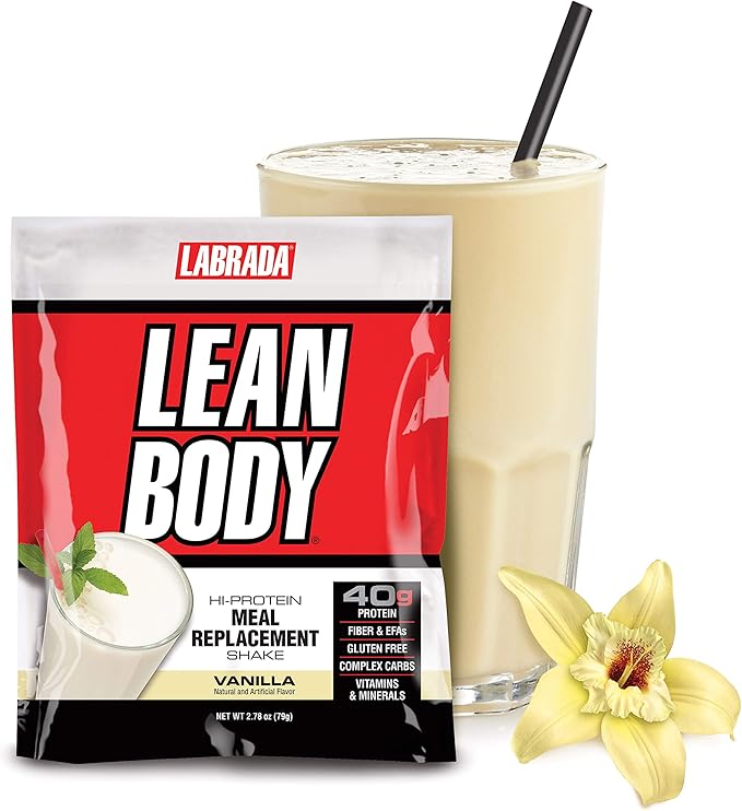 Labrada Lean Body MRP All-In-One Vanilla Meal Replacement Shake, 40g Protein, Whey Blend, 8g Healthy Fats EFA's & Fiber, 22 Vitamins and Minerals , No artificial color, Gluten Free, (42 Packets)