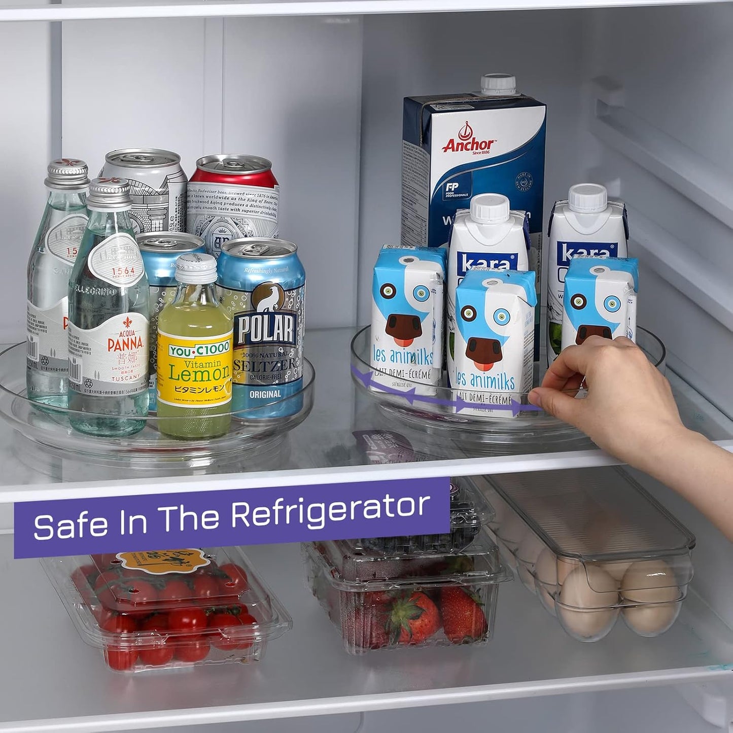 4 Pack 9 Inch Clear Acrylic Lazy Susan, Non-Skid Turntable Organizer for Cabinet, Kitchen, Pantry Organization Storage, Refrigerator, Vanity Makeup, Bathroom Countertop Organizing, Rotating Spice Rack