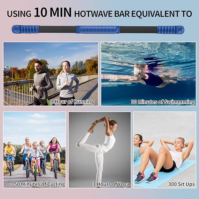 Fitness Exercise Bar,Elastic Fitness Bar,High Frequency Vibration Training Fat Buring Workout Bar for Yoga Pilates Sports,Power Twister for Arm,Abdominal Muscles Strength Exercises In Home Gym