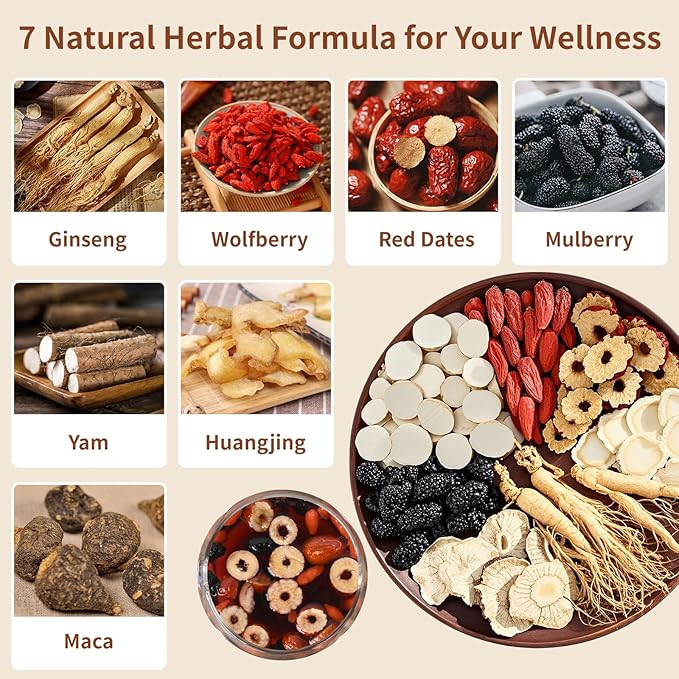 Ginseng Five Treasures Tea Kidney Tea, Chinese Ginseng Six Treasure Tea Organic Kidney Cleanse Detox Tea for Women and Men's Kidney Health, 7 Precious Ingredients Formula (45 Bags/3 Boxes)