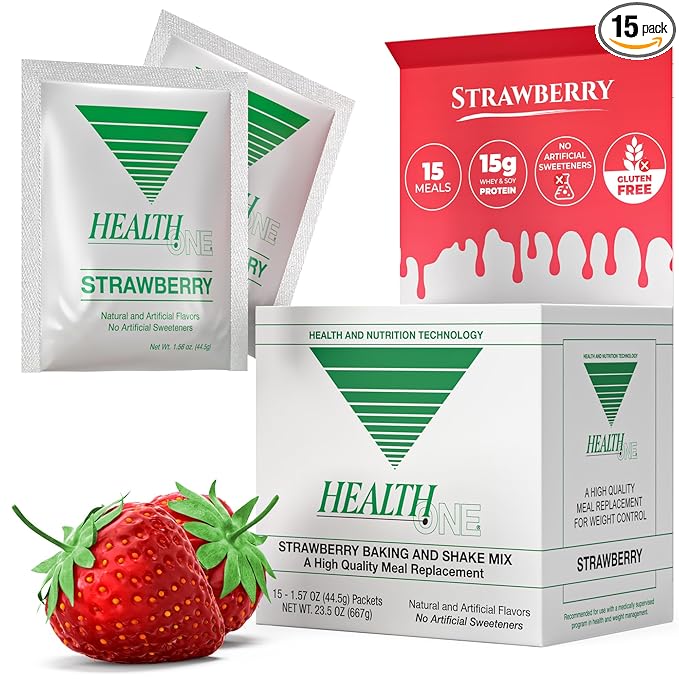 Strawberry Meal Replacement Powder | High Protein with 15G Whey & Soy Isolate | GLP-1 Booster | Best for Lean Shakes for Weight Loss in Women & Men | No Artificial Sweeteners (15 Servings)