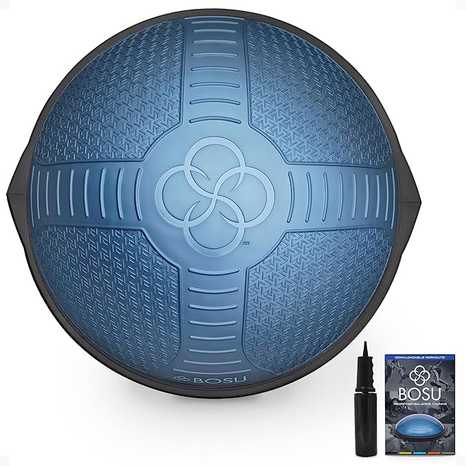 BOSU NexGen 25IN Home Fitness Exercise Gym Strength Flexibility Balance Trainer with Rubberized Non Skid Surface and Hand Air Pump