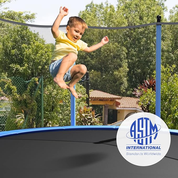 GYMAX Trampoline, 8FT 10FT 12FT 14FT 15FT 16FT Recreational Trampolines w/Safety Enclosure Net & Ladder - ASTM Certificated, Outdoor Trampoline for Kids and Adults