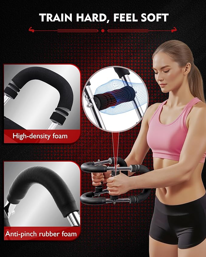 Twister Arm Exerciser, Adjustable Spring Workout Bar, Forearm Triceps Chest Inner Thigh Muscle Enhanced Exercise Strengthener, Upper Body Strength Builder Trainer, Home Fitness Equipment