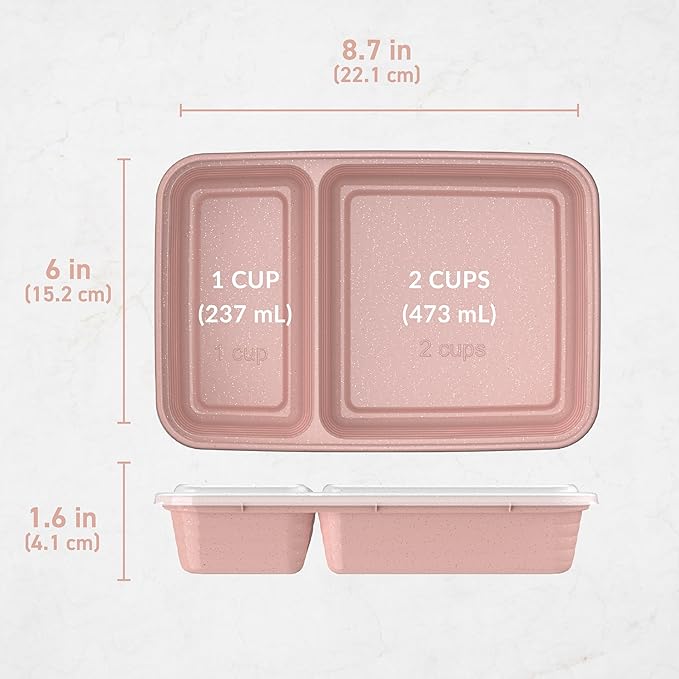 Bentgo 20-Piece Glitter Lightweight, Durable, Reusable BPA-Free 2-Compartment Containers - Microwave, Freezer, Dishwasher Safe (Glitter Garden Edition - Sweet Pea Glitter)