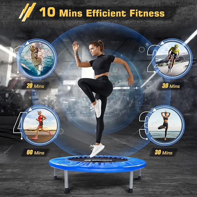 BCAN 38"/40''/48'' Foldable Mini Trampoline Fitness Trampoline with Safety Pad,Rebounder Exercise Trampoline for Adults Indoor/Garden Workout,Max Load 300lbs/440lbs