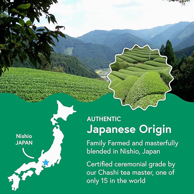 Matchabar Matcha Powder (30g) - Ceremonial Grade Authentic Japanese Matcha Green Tea - Matcha Green Tea Harvested in Japan - Matcha Tea Powder Latte - Zero Sugar, Vegan & 0 Calories