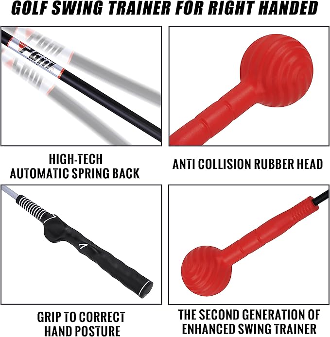 PGM Golf Swing Trainer Aid -2.0 Golf Swing Training Aid Golf Practice Warm-Up Stick for Strength Flexibility and Tempo Training -Suit for Practice Chipping Hitting Golf Accessories for Men and Women