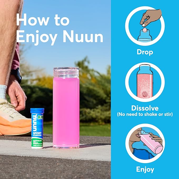 Nuun Sport Electrolyte Tablets with Magnesium, Calcium, Potassium, Chloride & Sodium, Gluten Free & Vegan, Grape, 8 Pack (80 Servings Total)