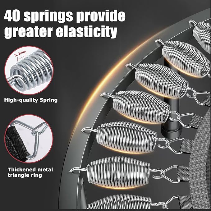 Rebounder Trampoline for Adults, 40"/50" Foldable Spring Fitness Trampoline - 450 lbs Capacity, Quiet & Stable Indoor/Outdoor Exercise Equipment for Cardio Workout