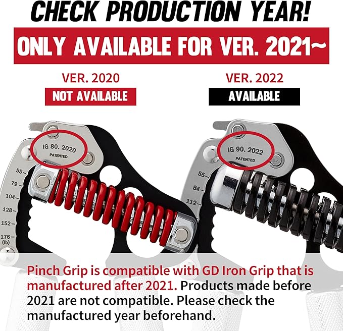 GD Pinch Grip for GD IRON GRIP EXT model, Finger Strengthener Hand Grip Exerciser Strengthener Premium Adjustable Hand Gripper for Climber
