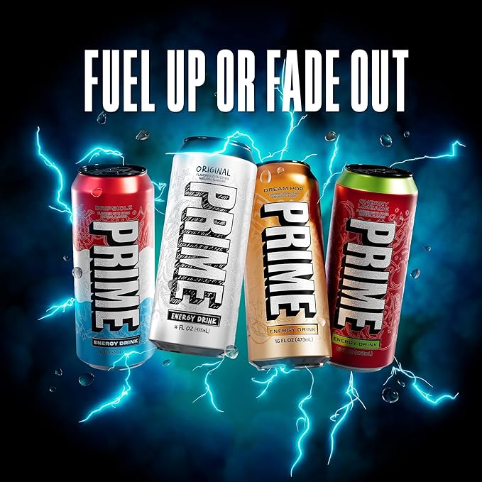 PRIME Energy DREAMPOP, Zero Sugar Energy Drink, 200mg Caffeine and 300mg of Electrolytes for Hydration, for Hydration, Vegan, Gluten Free,16 Fluid Ounce, 12 Pack