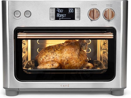 Café Couture Oven with 14 essential cooking modes, including Air Fry, CrispFinish, Bake, Broil, Roast, Toast, Pizza, WiFi & Smart Connected, Voice Control, Countertop Small Appliances, Steel Silver