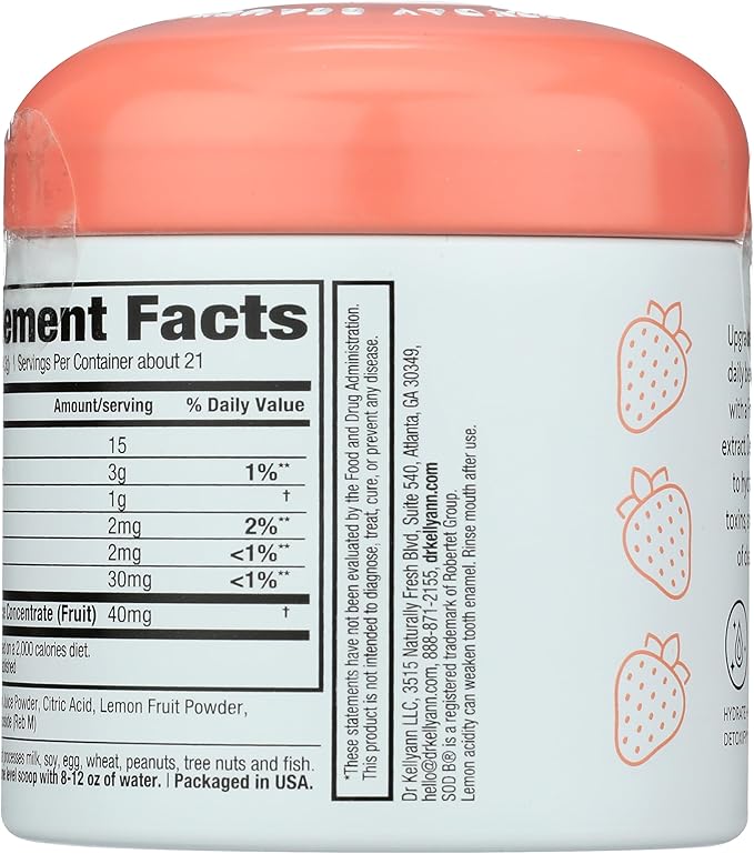 Dr. Kellyann Lemon Sips Citrus Drink Mix (21 Servings) – Strawberry Lemonade Flavor, Sugar-Free Detox, Hydrates Skin, 1 Pack