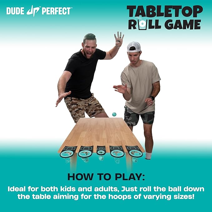 Dude Perfect Sticky Tic Tac Toe & Tabletop Roll Set | Indoor & Outdoor Games, Perfect Fun for Family Game Night & Parties, Birthday for Children, Kids & Adults | Ages 4+ & 6+