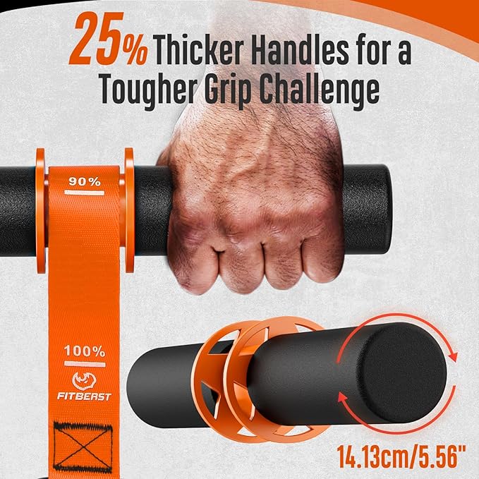 FitBeast Forearm Strengthener & Wrist Roller Forearm Exerciser - Adjustable Forearm Strength Trainer with Thickened Anti-Slip Grip Handles, Ideal for Boosting Grip Strength & Muscle Building