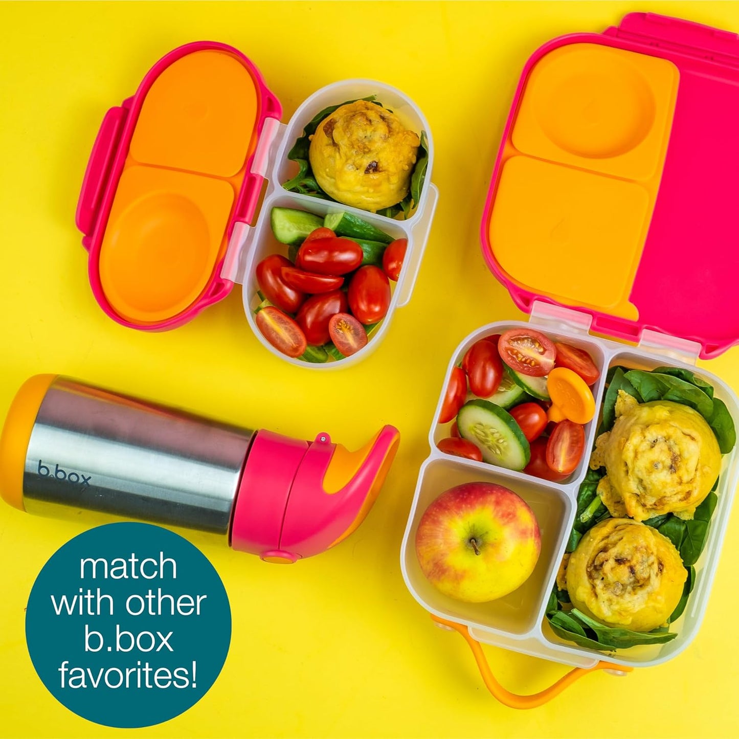 b.box Mini Lunch Box, Bento Box for Kids, Snack Container with 2 Leak Proof Compartments, Reusable Snack Containers with Lids, Kids Lunch Boxes Ages 3+, BPA Free, 4 1/4 Cup Capacity (Ocean Breeze)