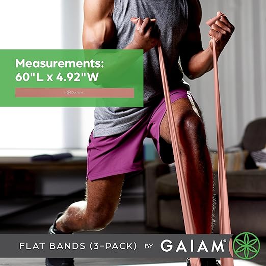 Gaiam Restore Strength and Flexibility Resistance Band Kit Set - 3 Levels of Resistance - Strength Training Workout Bands for Stretching Muscles - Versatile Exercise Tool - Light, Medium, and Heavy