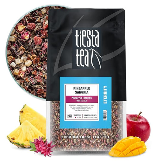 Tiesta Tea Pineapple Sangria Loose Leaf Tea – Pineapple Hibiscus White Tea Blend | Premium Low-Caffeine Fruit Infusion | Hot or Iced | 16 oz Resealable Bulk Pouch | Makes Up to 200 Cups