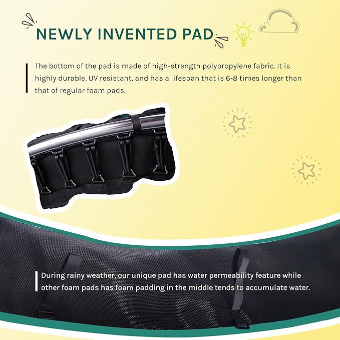 SkyBound 14 FT 12 FT 10FT 8FT 6FT Springless Trampoline for Kids and Adults - Recreational Trampolines with AntiRust Coating - Bungee Cords Outdoor Trampoline for Kids - No-Gap Design Zipper System