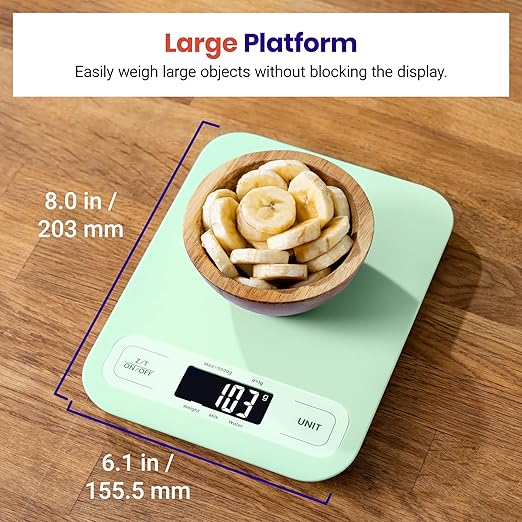 Etekcity Food Kitchen Scale, Digital Grams and Ounces for Weight Loss, Baking, Cooking, Keto and Meal Prep, Large, Green