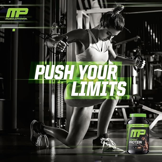 MusclePharm Combat Protein Powder, Chocolate Milk Flavor, Fuels Muscles for Productive Workouts, 5 Protein Sources Including Whey Protein Isolate & Egg Albumin, Gluten Free, 2 lb, 24 Servings