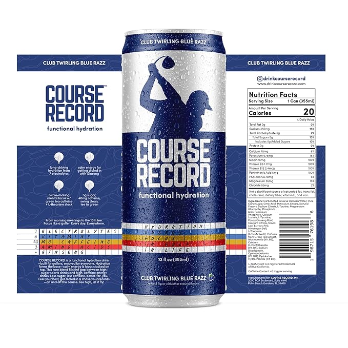 Functional Hydration Drink for Golfers β COURSE RECORD Variety Pack β Electrolytes, Calm Energy & Focus β Healthy Sports Drink β 12-Pack (12oz Cans) β Low Sugar, Low Caffeine