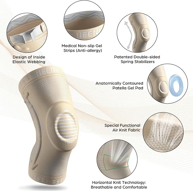 NEENCA Knee Brace for Women & Men, Medical Knee Support with Patella Pad & Side Stabilizers, Knee Compression Sleeve for Knee Pain, Meniscus Tear, ACL, Joint Pain, Runner, Workout - FSA/HSA Eligible