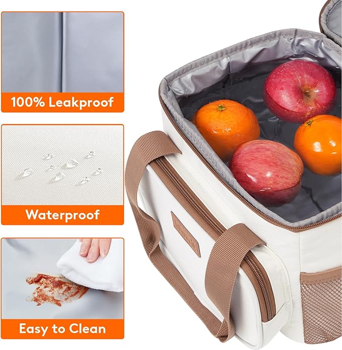 Lifewit Medium Lunch Bag Insulated Lunch Box Soft Cooler Cooling Tote for Adult Men Women, Beige 12-Can (9L)