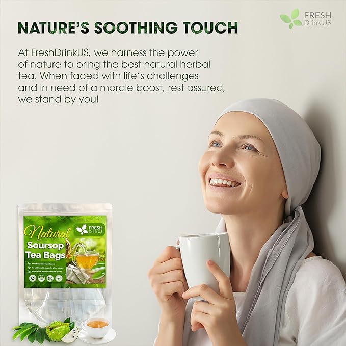 FreshDrinkUS, Premium 33 Soursop Graviola Leaf Tea Bags, 100% Natural & Pure from Soursop Leaves, Hoja Guanabana Herbal Tea. Made with Natural Material Tea Bags. No Sugar, No Caffeine, Vegan.