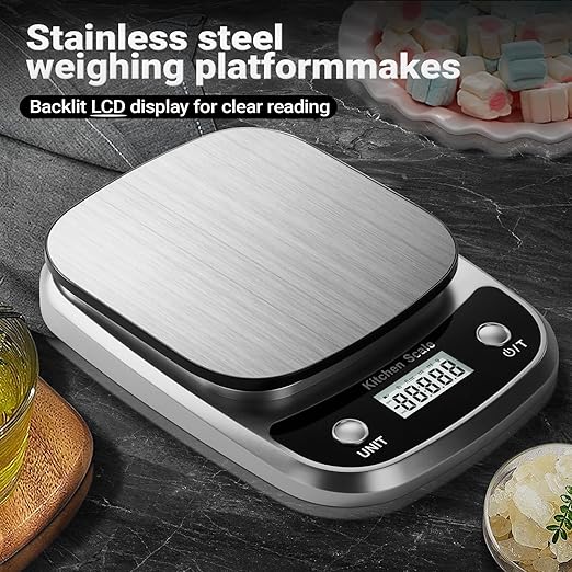 Food Kitchen Scale Digital Weight Grams and Oz,Professional Digital Kitchen Food Scales 10kg/1g for Weight Loss Dieting Baking Cooking,Stainless Steel Weighing Platform,LCD Display