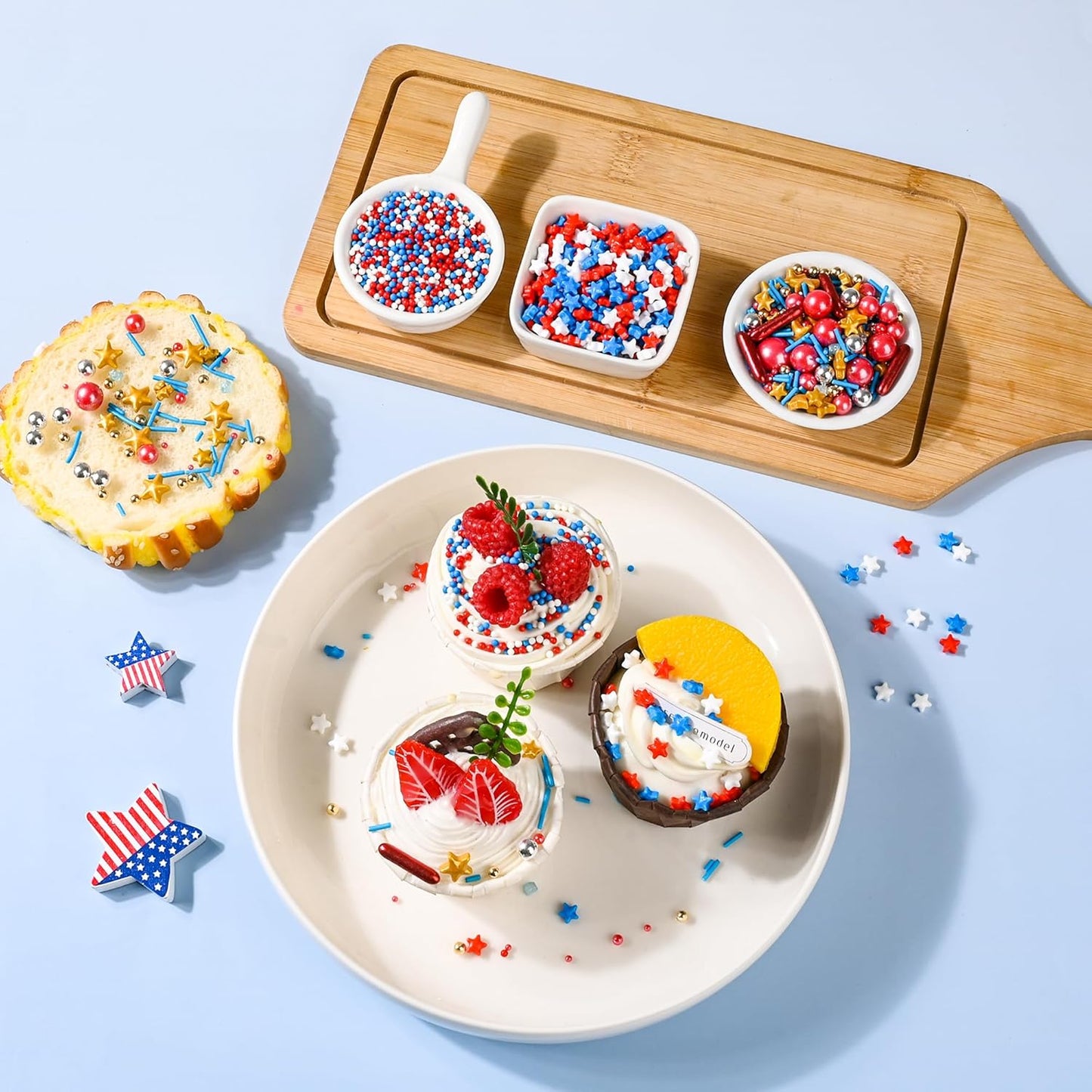 Cobakey Patriotic Sprinkles for Baking, 4th of July Sprinkles With Gold Star, Perfect for Independence Day Dessert Party 4.23 Ounce