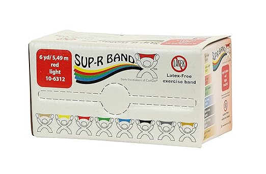 FEI 10-6312 CanDo Sup-R Latex Free Exercise Band, 6 yd Roll, Red, Light