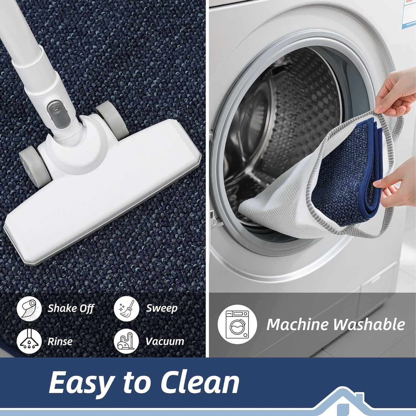 BEQHAUSE Kitchen Rugs 20"x32", Non-Slip Kitchen Mats for Floor, Super Absorbent and Stain Resistant Kitchen Rugs, Machine Washable Rugs for Kitchen, Hallway, Laundry & Sink, Blue