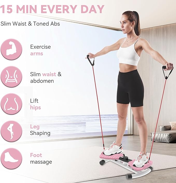 renZEC Waist Twister Machine, Adjustable Exercise Twist Board for Women Men, Noiseless Ab Twister for Home Gym Equipment, 330 lbs Capacity | Track Time, Reps, Calories with Digital Display