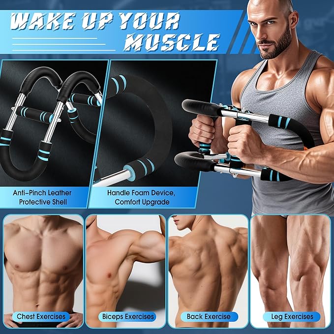 Twister Arm Trainer,40-100lb Adjustable Power Twister Bar with Fingerless Tactical Gloves, Strap Wrist Brace, Drawstring Backpack, Portable Detachable Body Fitness Equipment for Home & Gym