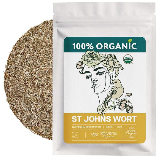 Organic St Johns Wort Tea (4 oz.) – 100% Pure Dried Saint John’s Wort Herb – Te de Hierba de San Juan Organica