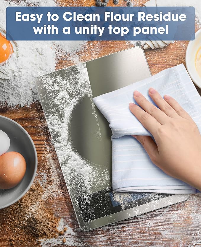 Nicewell Food Scale, 22lb Digital Kitchen Scale Weight Grams and oz for Cooking Baking, 1g/0.1oz Precise Graduation, Stainless Steel and Tempered Glass (Ash Silver)