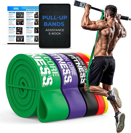 Pull Up Assistance Resistance Bands - Long Loop Power Bands for Men and Women - Strength Power Flexibility Training at Home & Gym - Ebooks & Workout Chart Included by Iron Core Fitness