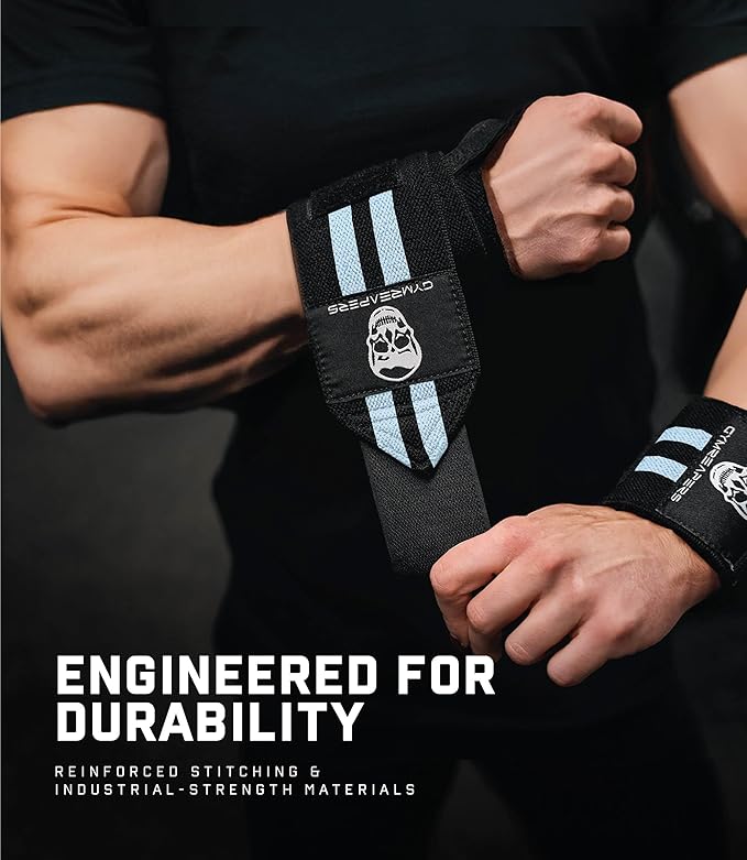 Gymreapers Weightlifting Wrist Wraps (IPF Approved) 18" Professional Quality Wrist Support with Heavy Duty Thumb Loop - Best Wrap for Powerlifting Competition, Strength Training, Bodybuilding