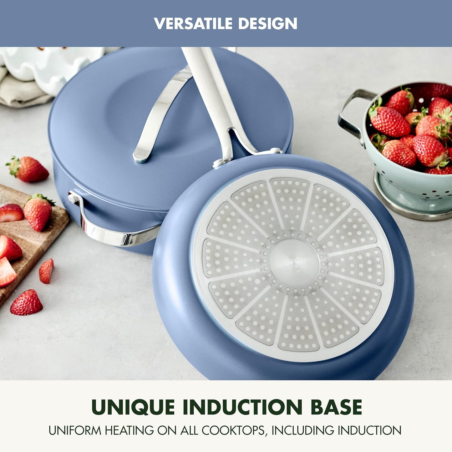 GreenPan Nova 10” Frying Pan Skillet and 4.37QT Sauté Pan with Lid, Oprah’s Favorite Things 2024, PFAS-Free Ceramic Nonstick, Induction Suitable, Sear, Fry, Broil, Dishwasher & Oven Safe, Ocean Blue