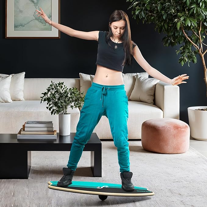 Sportneer Balance Board - 7 Modes Wobble Board with Adjustable Stoppers - Exercise Balancing Stability Trainer for Improve Balance, Surf Trainer & Physical Therapy - Roller and 2.8'' Ball Included