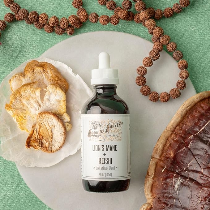 Hodgins Harvest Organic Lion’s Mane + Reishi Tincture | Made with Mushrooms Grown On Our Farm in The USA | Dual Extract | Extra-Concentrated (4 fl oz)