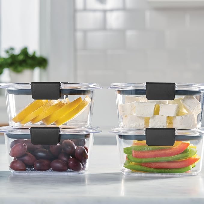Rubbermaid Brilliance BPA Free Airtight Food Storage Containers with Lids, Set of 4 (4.7 Cup) Ideal for Lunch, Meal Prep, and Leftovers